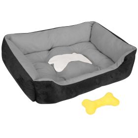 Pet Dog Bed Soft Warm Fleece Puppy Cat Bed Dog Cozy Nest Sofa Bed Cushion Mat For S/M Dog (Option: PetBedBlackS)