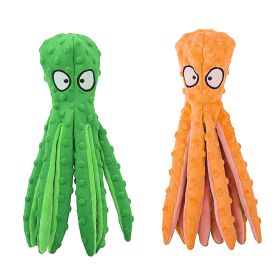 2Pcs Squeaky Dog Toys No Stuffing Crinkle Plush Octopus Dog Teething Toy Interactive Dog Toy Dog Training Toy For Puppy Small Medium Large Dog (Option: DogToyGreenOrange)