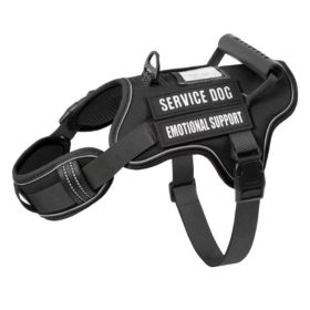 Tactical Service Dog With Control Handle Anti-Pull Adjustable Reflective Pet Vest Harness Easy Walking Training (Option: Black-S)