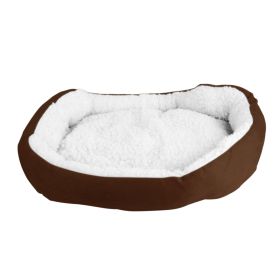 Pet Dog Bed Soft Warm Fleece Puppy Cat Bed Dog Cozy Nest Sofa Bed Cushion For S/M Dog (Option: SmallPetSoftBedBrown)