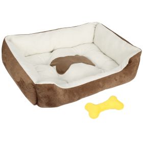 Pet Dog Bed Soft Warm Fleece Puppy Cat Bed Dog Cozy Nest Sofa Bed Cushion Mat For S/M Dog (Option: PetBedBrownS)
