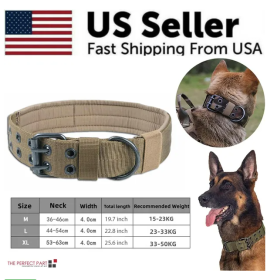 Wide Tactical Heavy Duty Nylon Large Dog Collar K9 Military With Metal Buckle (Option: Brown-XL)