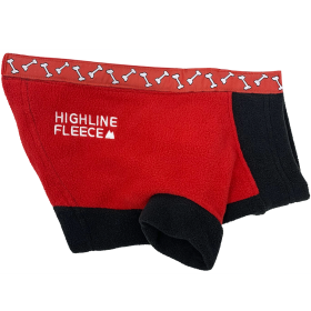 Highline Fleece Dog Coat (Color: Red and Black with Rolling Bones, size: Size 18)