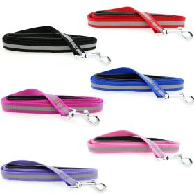 Reflective Nylon Leash with Soft Grip Handle (Color: Red, size: 3/4 in. Wide x 5 ft. Long)