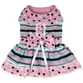 Dots & Stripes Harness Dress (Color: Pink & Teal, size: medium)