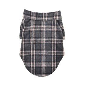 Flannel Dog Shirt (Color: Dark Gray and Pink Plaid, size: small)