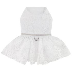 White Lace Dog Wedding Dress with Matching Leash (size: X-Small)